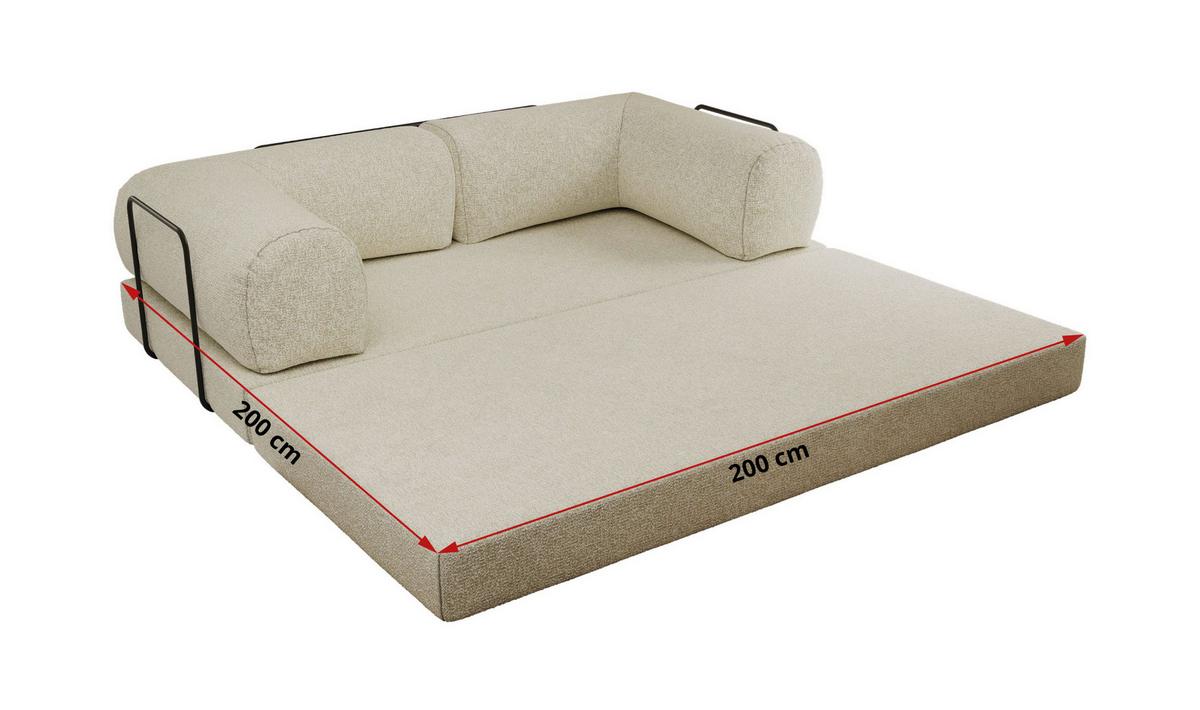 3-SITZER SOFA ORSETTO - Creme Stukture - Creme/Schwarz, Textil/Metall (200/70/100cm) - MKS