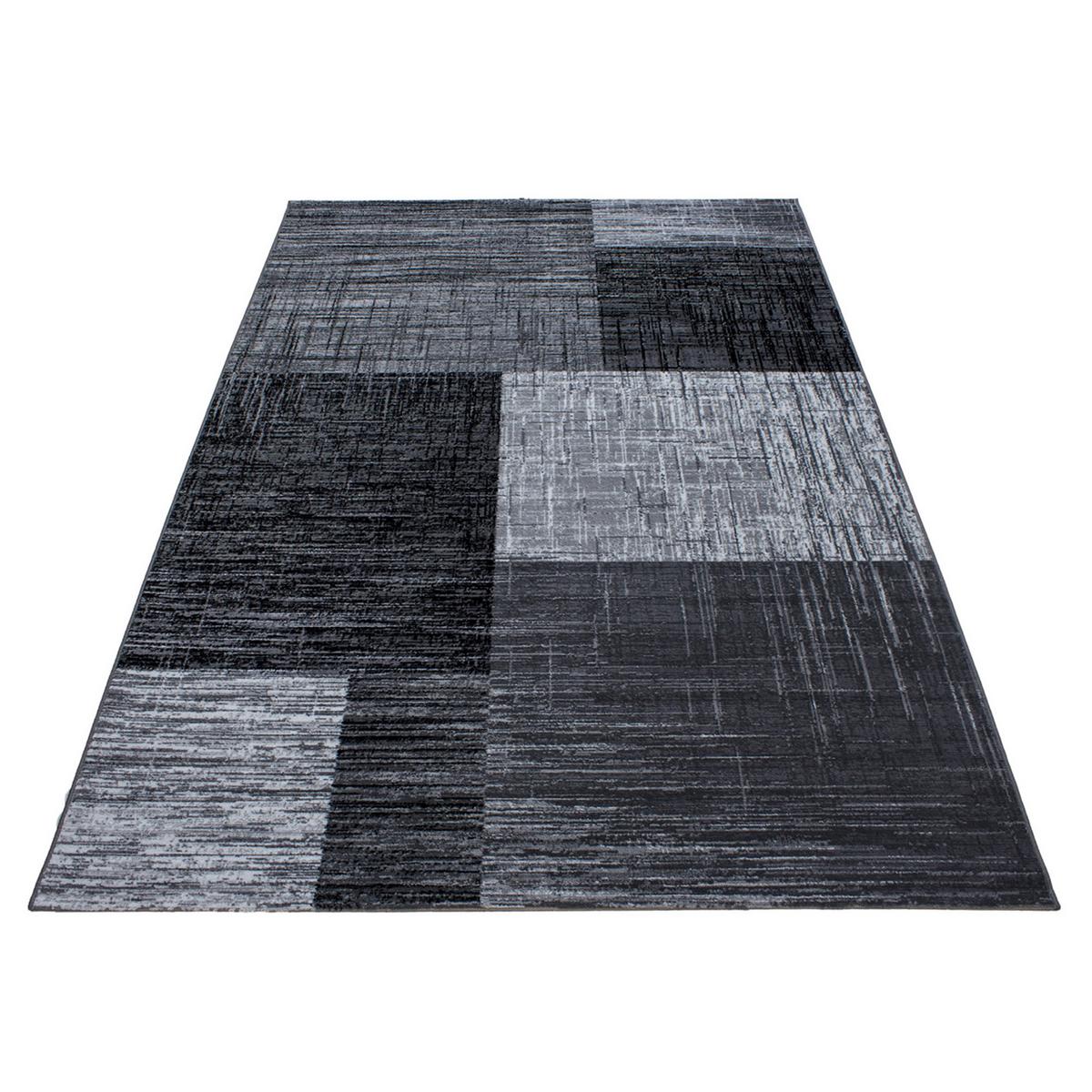TEPPICH Kurzflor INN in Schwarz, abstrakt kariert, 120 x 170 cm - Schwarz, Textil (120/170cm) - KADIMA DESIGN