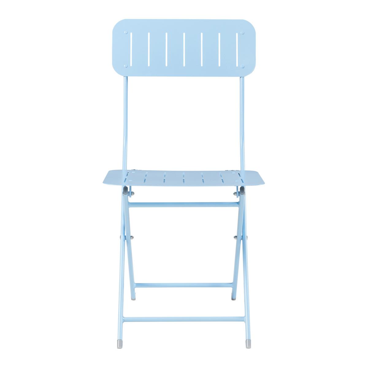 GARTENKLAPPSTUHL-SET 2 TLG. Sande - Hellblau, Metall (42/84.5/50cm) - [en.casa]
