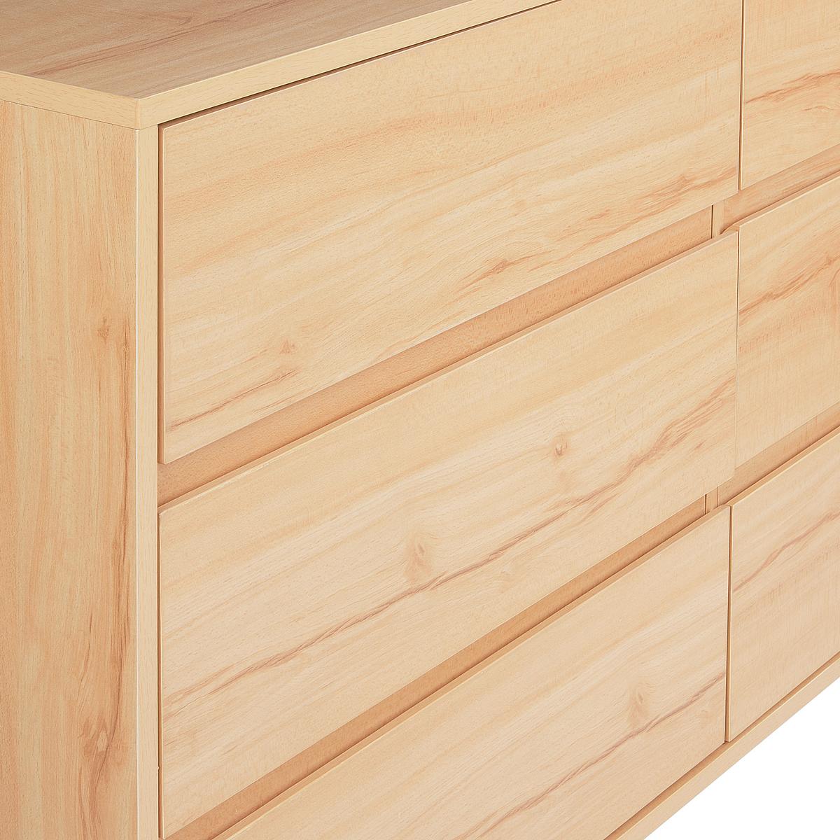 KOMMODE mit 6 Schubladen Hellbraun Sardis - Braun, Holz/Holzwerkstoff (120/75/40cm) - Beliani