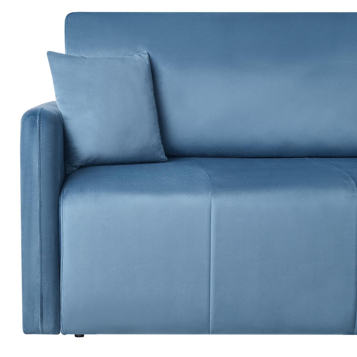 SCHLAFSOFA 3-Sitzer Samtstoff Blau Egge - Blau, Textil (220/88/93cm) - Beliani
