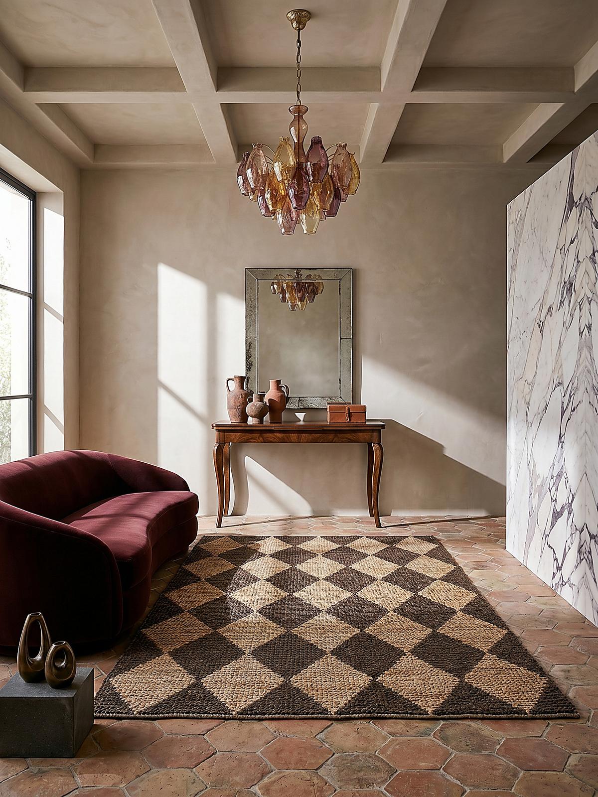 JUTETEPPICH BAIN, mit Rautenmuster, Braun, 160 x 230 cm - Braun, Textil (230/160cm) - KADIMA DESIGN