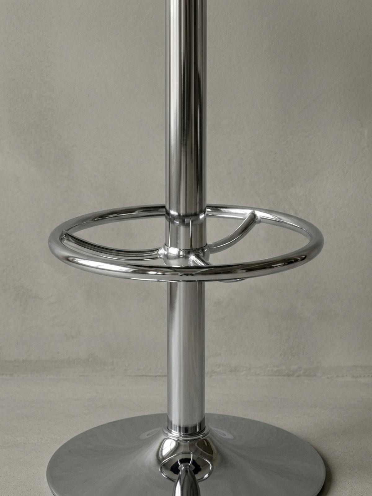 BARTISCH – Retro-Stil, höhenverstellbar, Aluminiumoptik, Kunstleder - Silberfarben/Schwarz, Textil/Metall (60/60/68cm) - KADIMA DESIGN