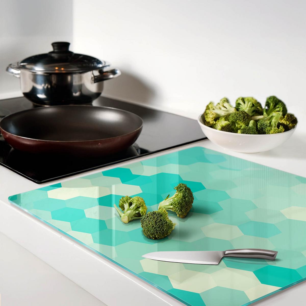 GLASPLATTE 60x52 cm Geometrische Figuren - Grün, Glas (60/0.4/52cm) - TULUP