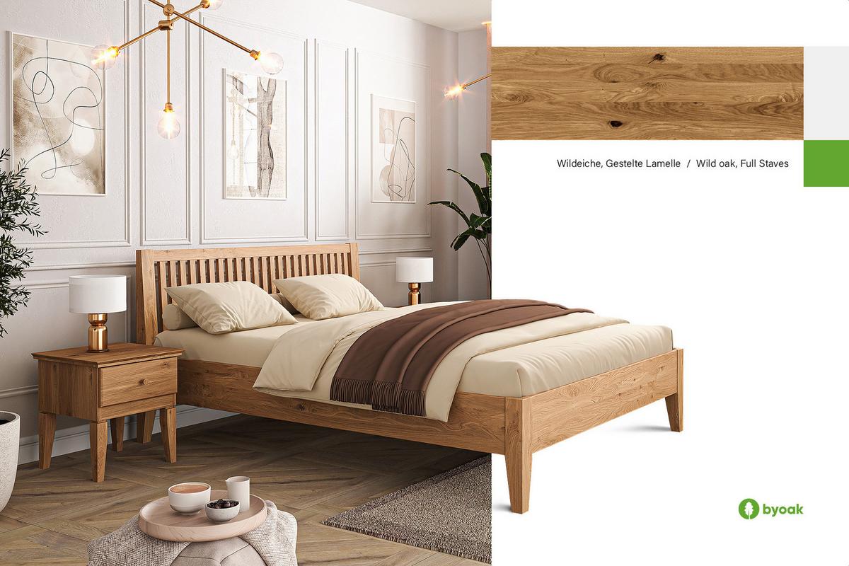 MASSIVHOLZBETT ELIAS 1 80x200 Wildeiche - Alteiche, Holz (80/200cm) - byoak