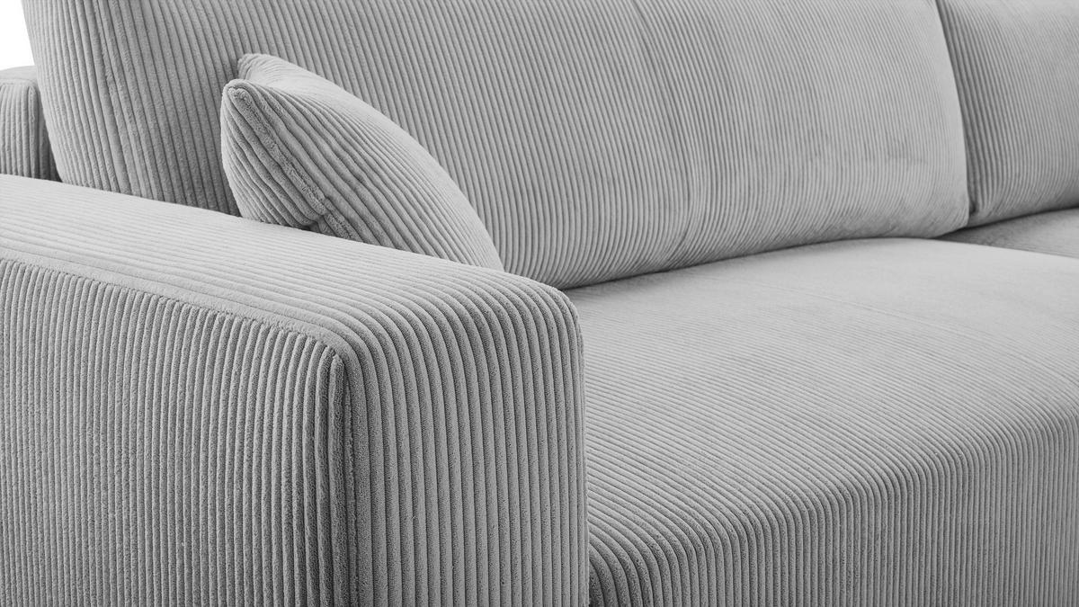 ECKSOFA L Form Catea Hellgrau 279/145/84 cm Rechts mit Schlaffunktion - Hellgrau/Schwarz, Kunststoff/Textil (279/145cm) - AX Living