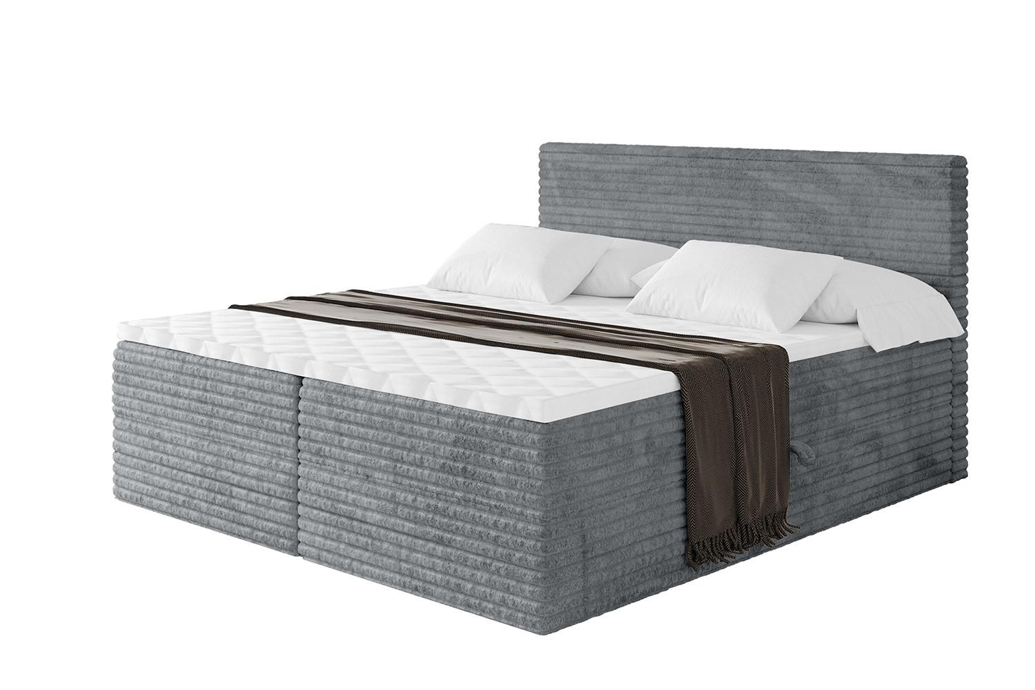 BOXBETT mit Matratze H3 und Lattenrost - TOLO-v1 - 120x200 Cord - Dunkelgrau - Dunkelgrau, Holzwerkstoff (120/200cm)