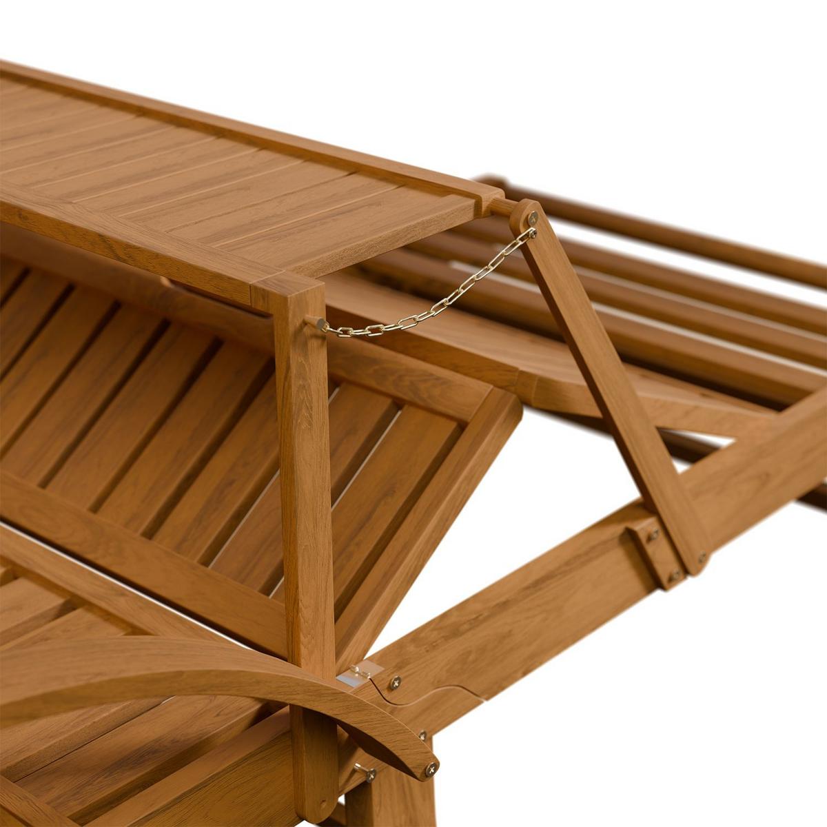SONNENLIEGE SunScape Akazie mit Rädern & Tisch - Naturfarben, Holz (72.5/30/196cm) - Juskys