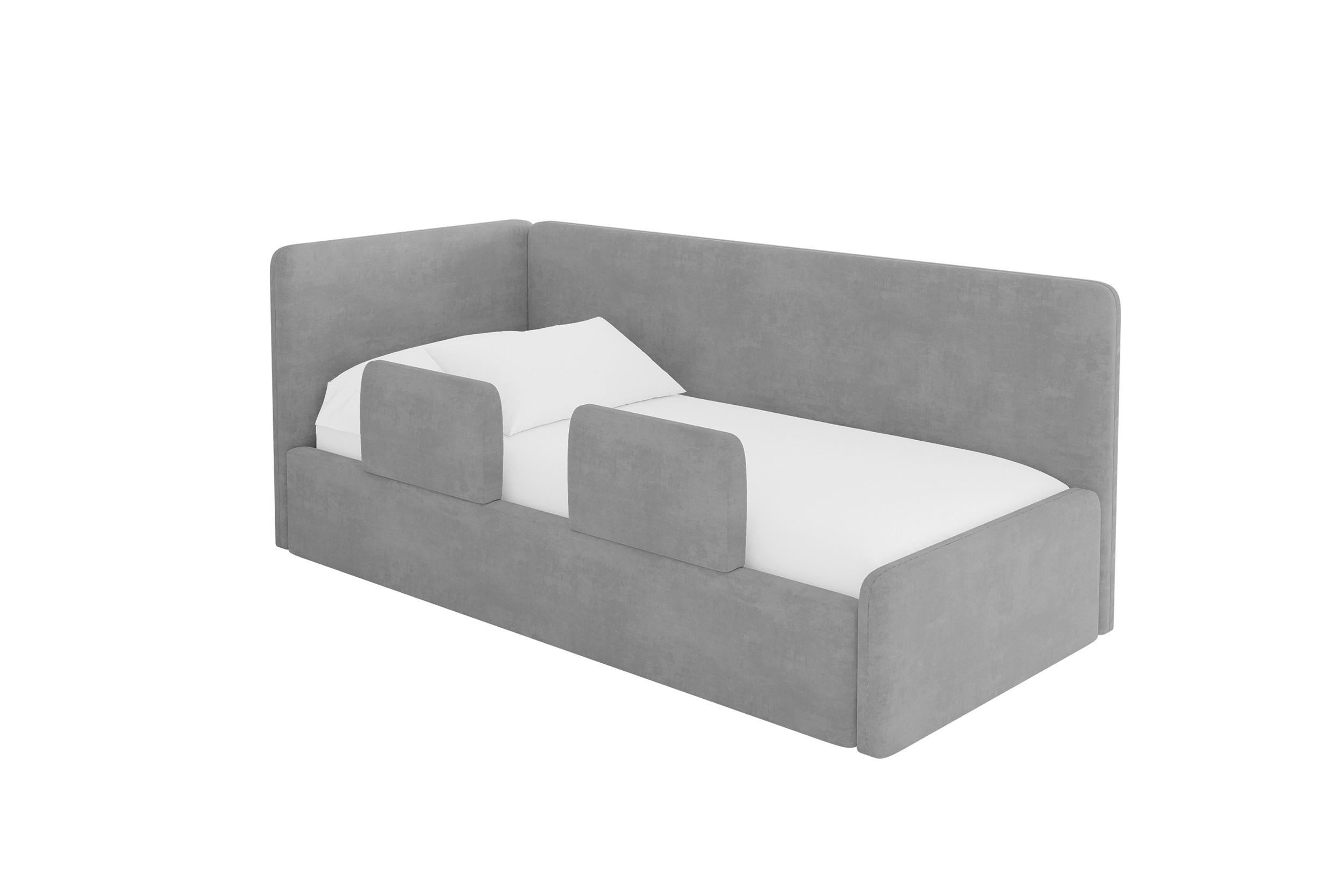 EINZELLBETT Jugendbett mit Bettkasten und Matratze H3/H4, Rechts - NORY 90x200 Grau - Silberfarben, Holzwerkstoff/Textil (90/200cm) - ALTDECOR
