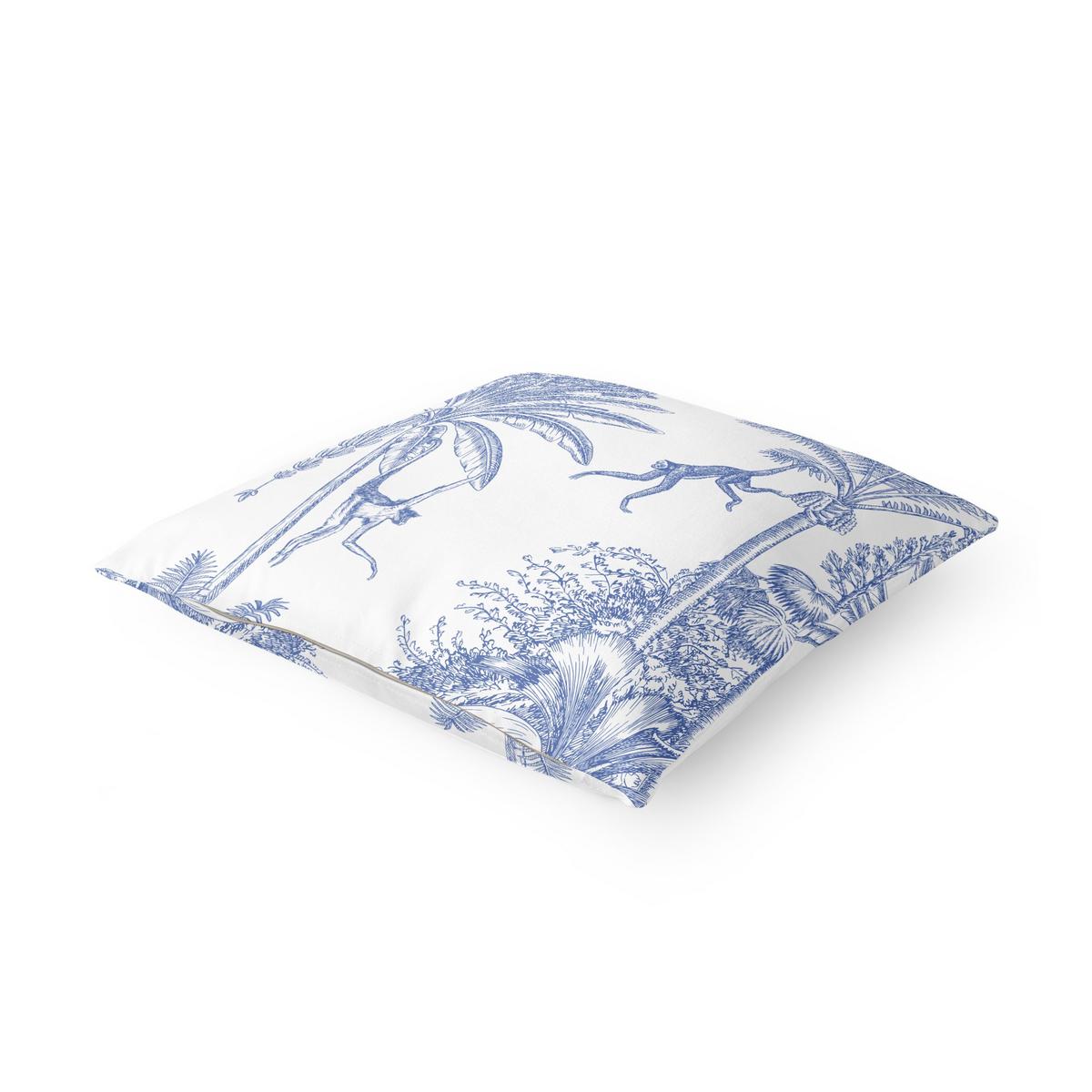 DEKOKISSEN Kupferstichanmutung - Affen in Blau 40/40 cm - Blau, Textil (40/40/10cm) - Bilderwelten