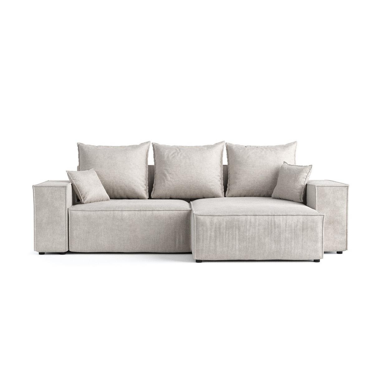 ECKSOFA SENSO mit Schlaffunktion Hellbeige im Wind Stoff - Beige/Schwarz, Holz/Holzwerkstoff (255/148cm) - AltaBeds