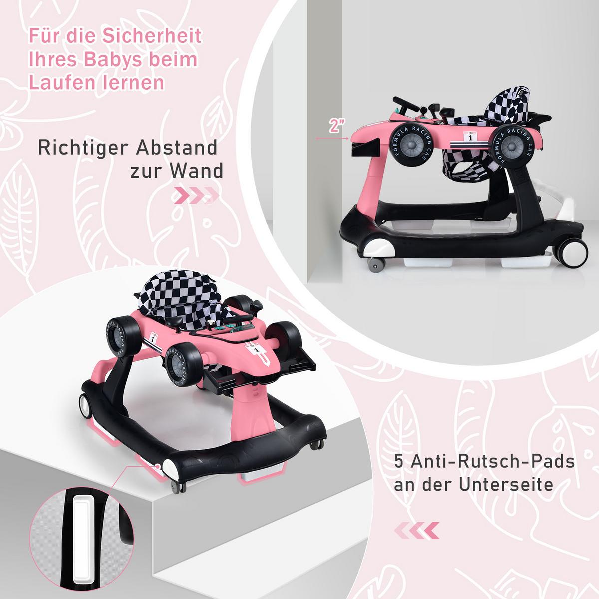 LAUFLERNWAGEN Pink - Pink, Kunststoff (73/56/64cm) - COSTWAY