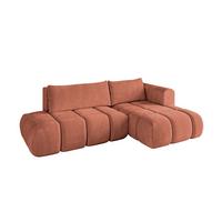ECKSOFA Ottomane Rechts CLOUD-L 280x185x90 Apricot Velours - Koralle, Holzwerkstoff/Kunststoff (185/280cm) - ALTDECOR