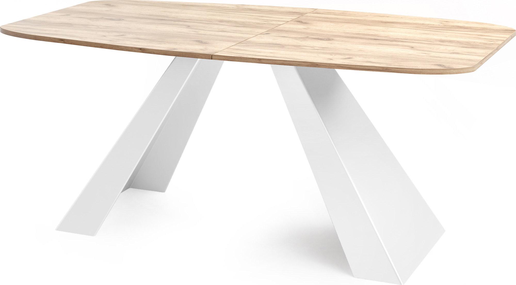 ESSTISCH Monte Weiß rechteckig ausziehbar, Craft Eiche 160-200/80/76 cm - Eiche Wotan/Weiß, Holzwerkstoff/Metall (80/198/76cm) - WFL GROUP