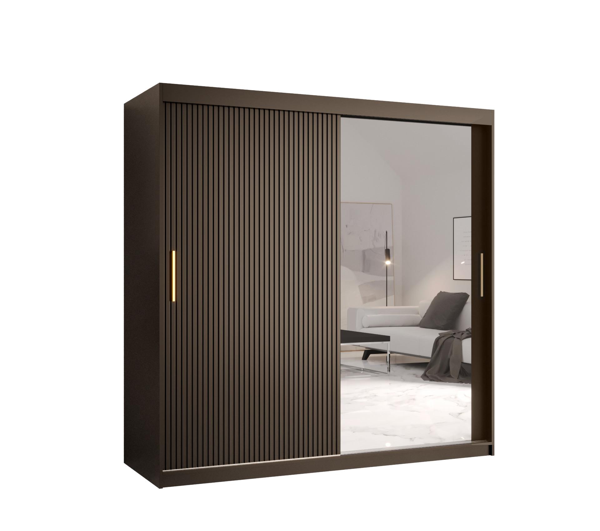 SCHWEBETÜRENSCHRANK 200/180/62 2-türig - Goldfarben/Schwarz, Holz/Kunststoff (180/200/62cm) - MÖBEL KRYSPOL