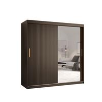 SCHWEBETÜRENSCHRANK 200/180/62 2-türig - Goldfarben/Schwarz, Holz/Kunststoff (180/200/62cm) - MÖBEL KRYSPOL