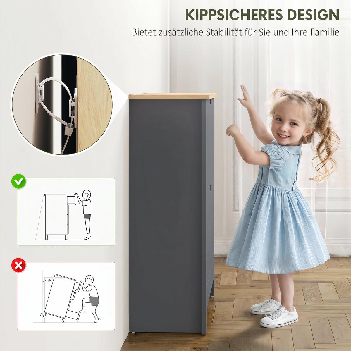 SCHUHSCHRANK Spanplatte Dunkelgrau - Dunkelgrau/Grau, Holzwerkstoff/Kunststoff (26/80/72cm) - HOMCOM