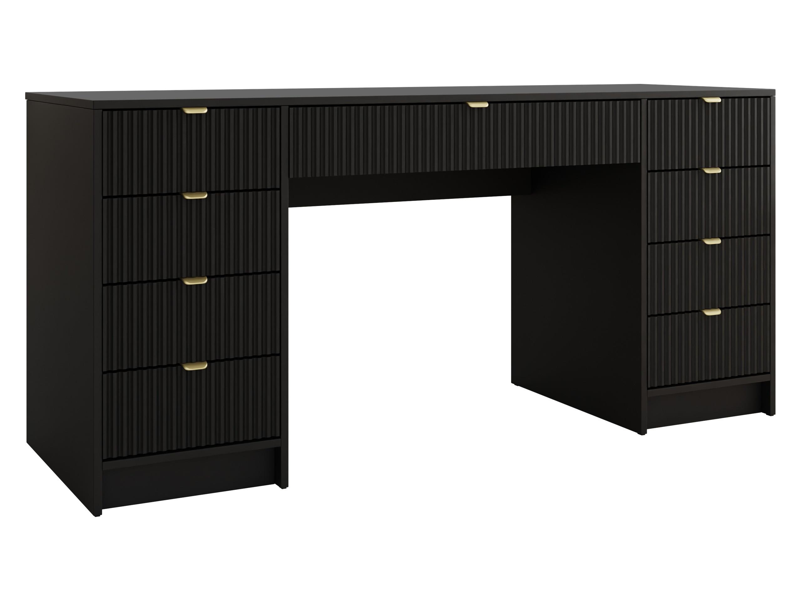SCHREIBTISCH Tireno Bis - Goldfarben/Schwarz, Holzwerkstoff/Metall (154/55/76cm) - MIRJAN24