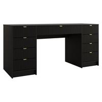 SCHREIBTISCH Tireno Bis - Goldfarben/Schwarz, Holzwerkstoff/Metall (154/55/76cm) - MIRJAN24