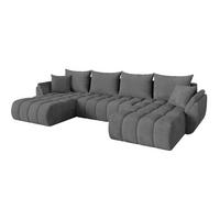 WOHNLANDSCHAFT mit Schlaffunktion und Bettkasten TOKO-U-v1 378x194x86 Dunkelgrau Cord - Dunkelgrau/Schwarz, Holzwerkstoff/Kunststoff (378/86/194cm) - ALTDECOR