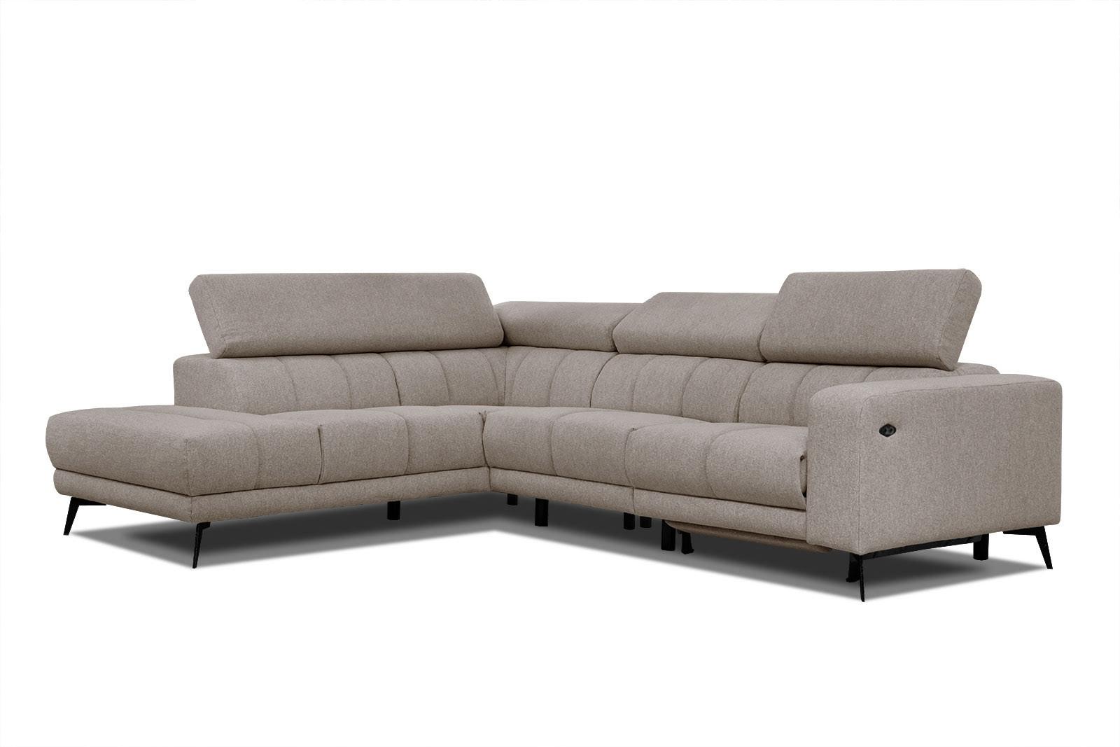 ECKSOFA MORELLO 5-Sitzer, taupe - Taupe/Schwarz, Holzwerkstoff/Textil (158/269cm) - Wozimo