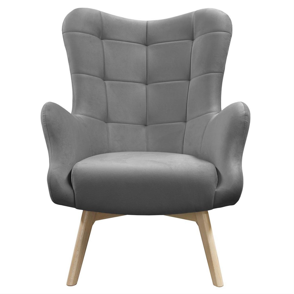 SESSEL SAND mit Buchenbeinen - Dunkelgrau/Buchefarben, Textil (80/105/86cm) - Lookway