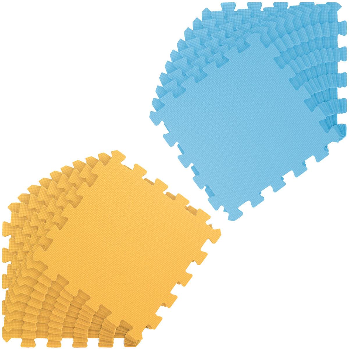 SPIELMATTE ab Null - 180/90/1 cm Puzzlematte Blau - Gelb/Hellblau, Kunststoff (30/30cm) - Littletom