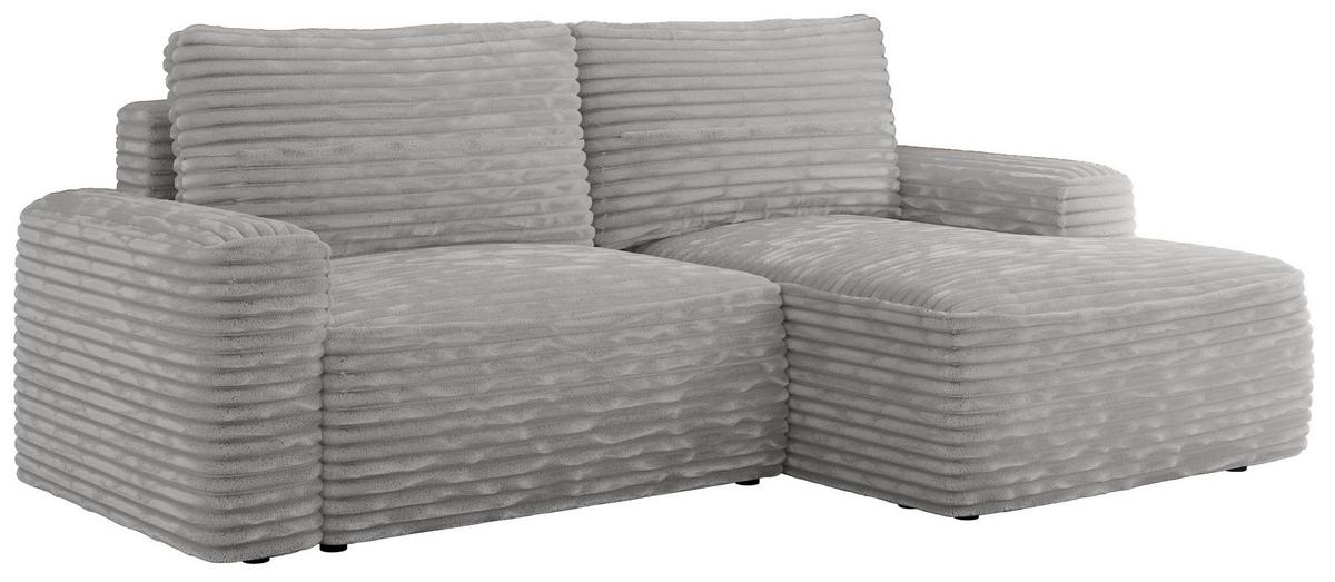 ECKSOFA BELLUNO L Grau Cord - Rechts - Schwarz/Grau, Textil (233/144cm) - MKS