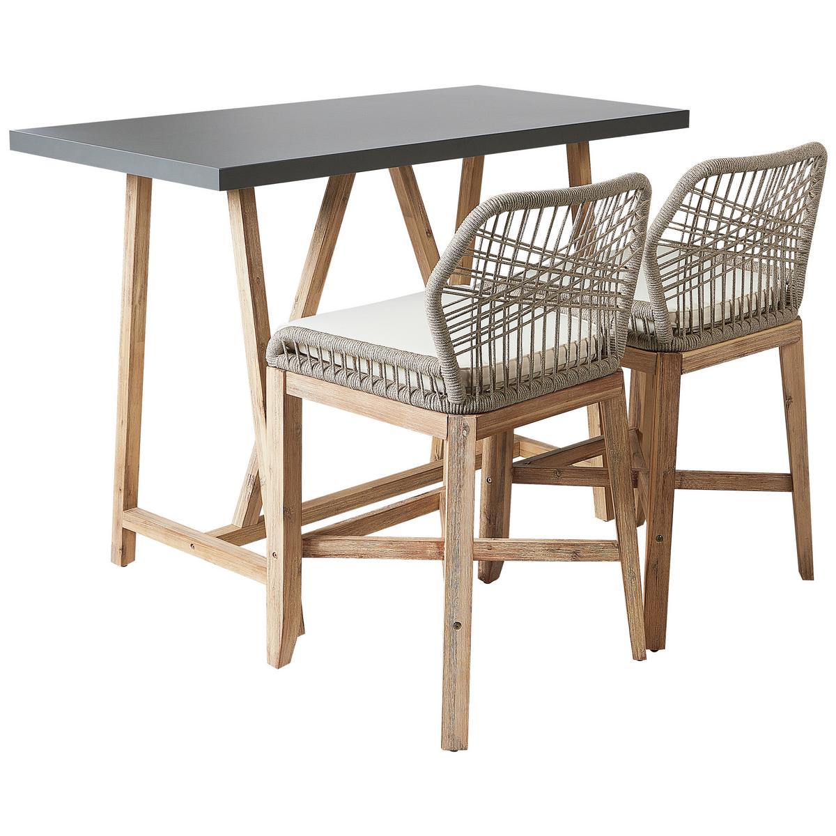 BISTRO-SET 2-Sitzer Heller Holzfarbton Talamone - Hellbraun/Beige, Holz - Beliani