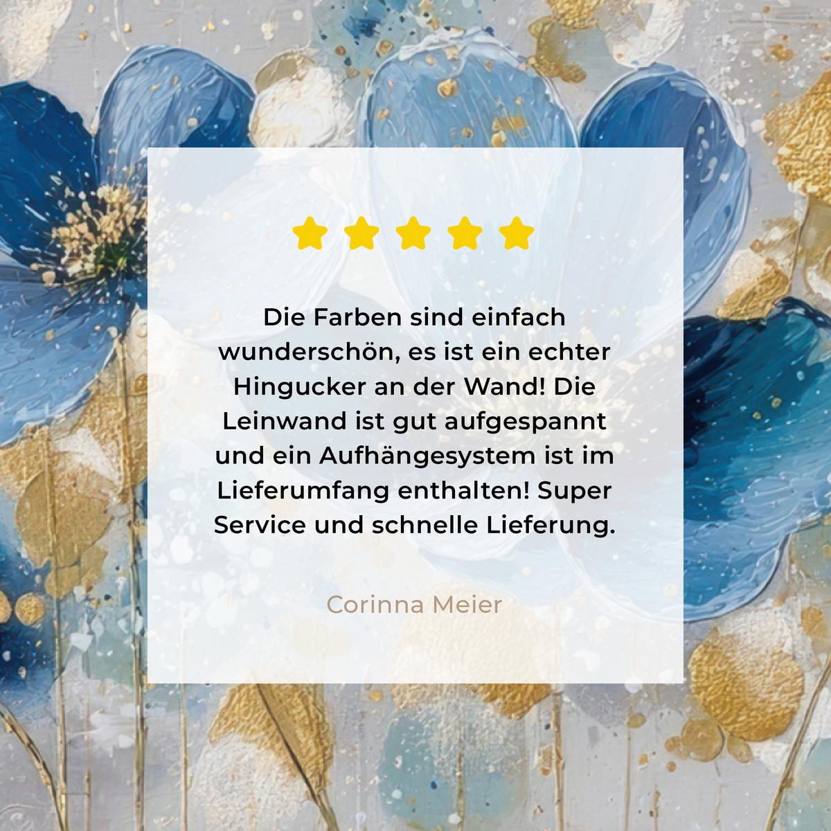 LEINWANDBILD Blumen - Blau - Abstrakt Wandbild 40x30 cm - Hellgrau, Textil (40/30cm) - MuchoWow