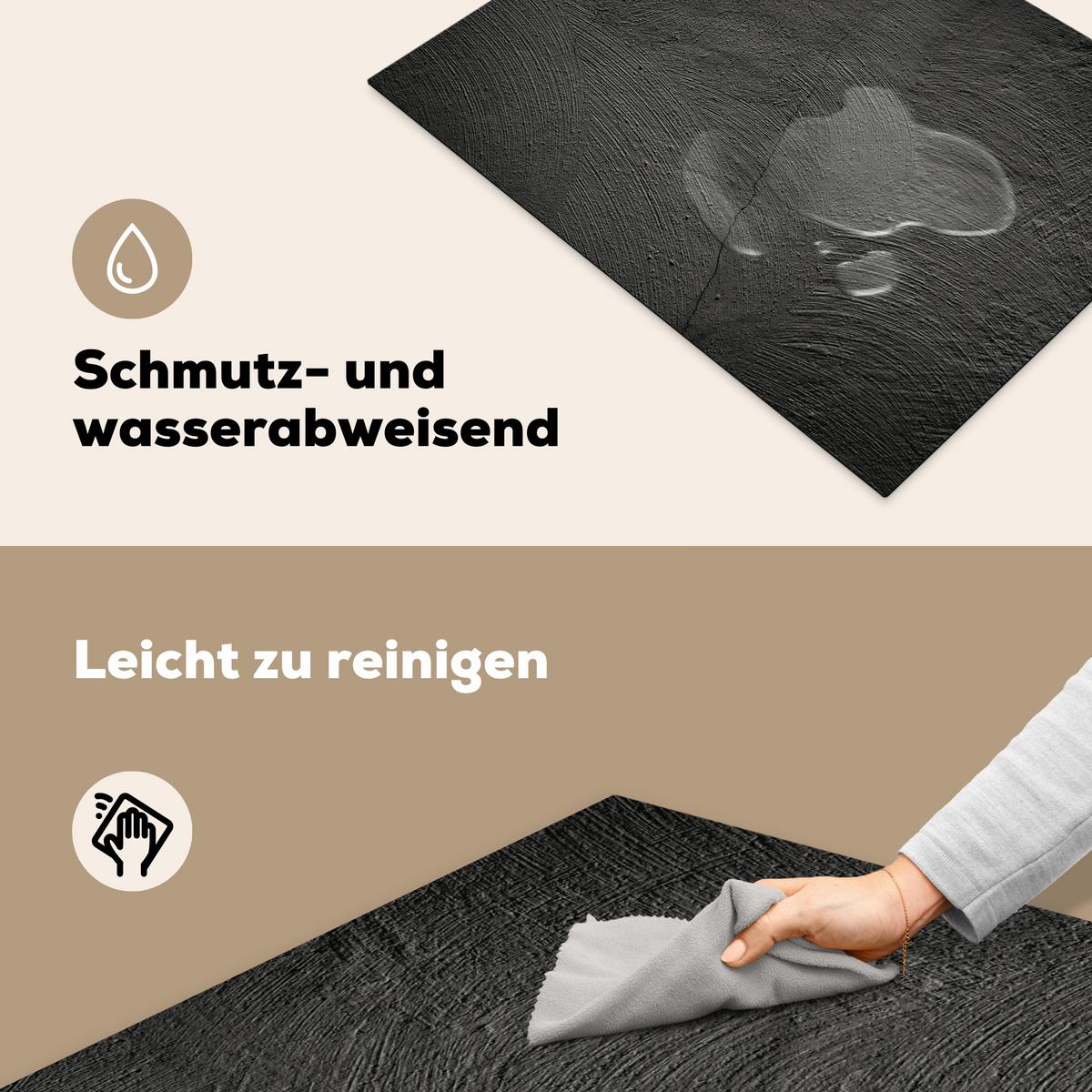 HERDABDECKPLATTE Beton - Schwarz - Industriell Induktionsmatte 71x52 cm - Anthrazit, Kunststoff (71/52/0.2cm) - MuchoWow