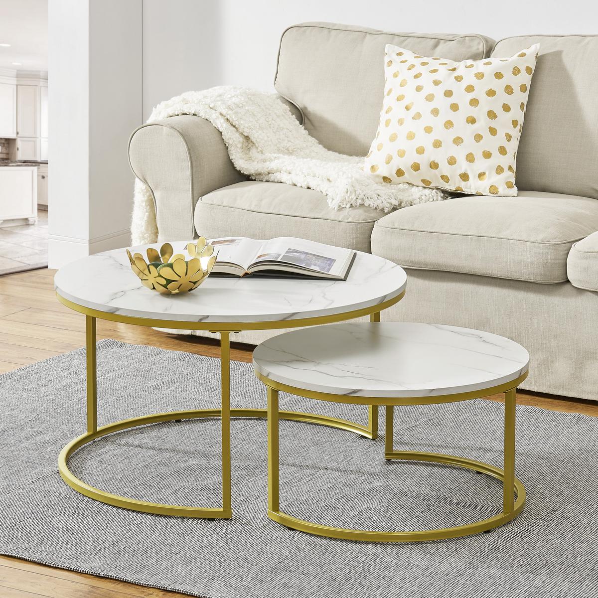 COUCHTISCH Christchurch 2er-Set - Weiß, Holzwerkstoff (80/80/45cm) - [en.casa]