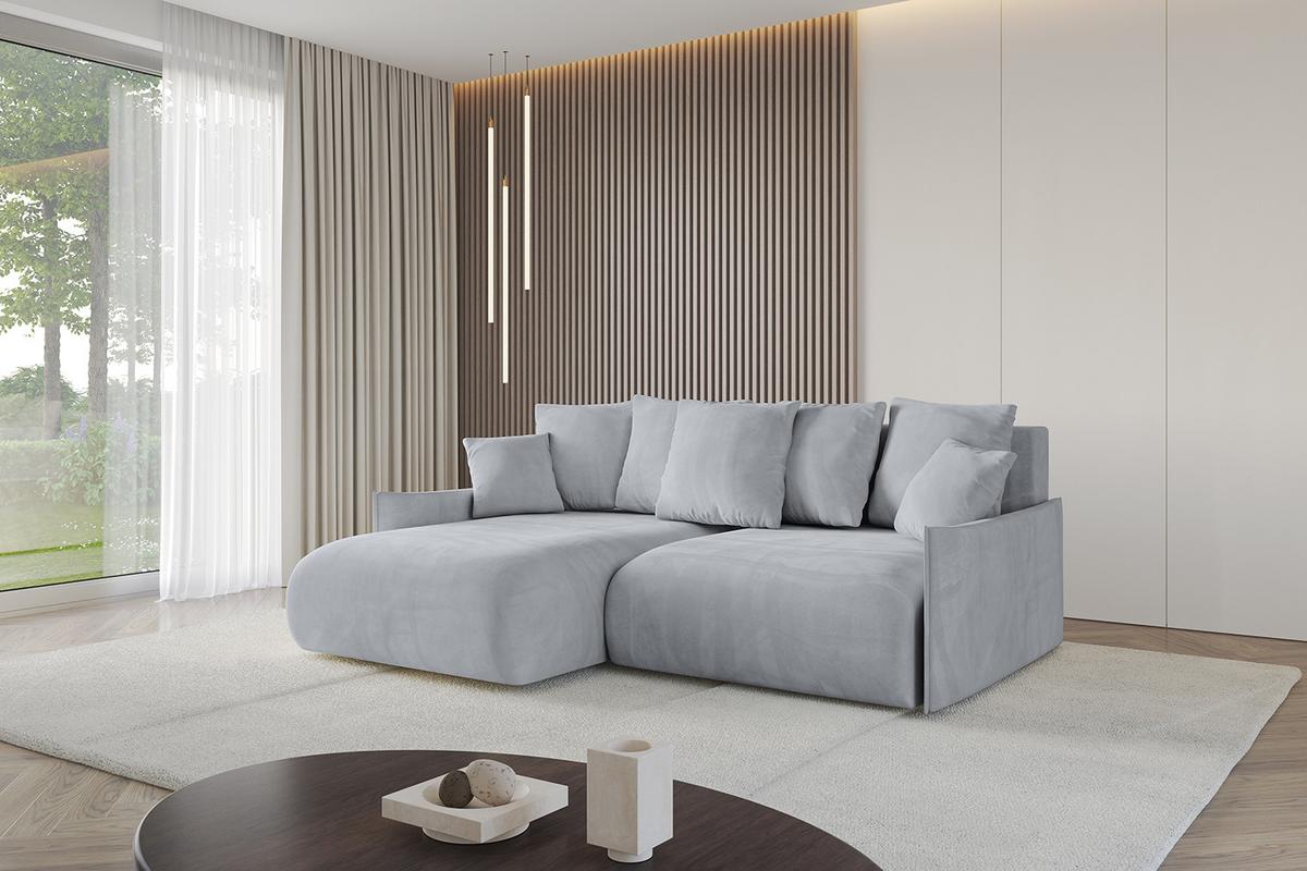 ECKSOFA Ottomane links ONESK-L -v1 216x177x72 Hellgrau Velours - Titanfarben, Holzwerkstoff/Kunststoff (216/177cm) - ALTDECOR