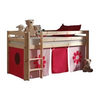 KINDERBETT Karolina 210x114x106 Massivholz Natur Textilset Flower - Pink/Kieferfarben, Holz (90/200cm) - 58aufmkessel