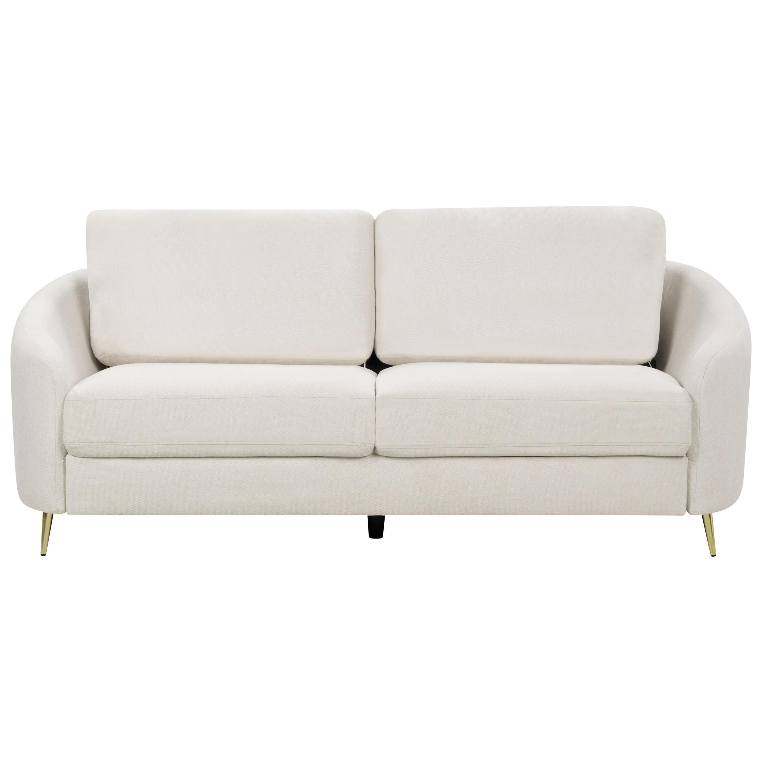 3-SITZER-SOFA hellbeige/gold Trosa - Beige/Goldfarben, Textil (203/88/86cm) - Beliani