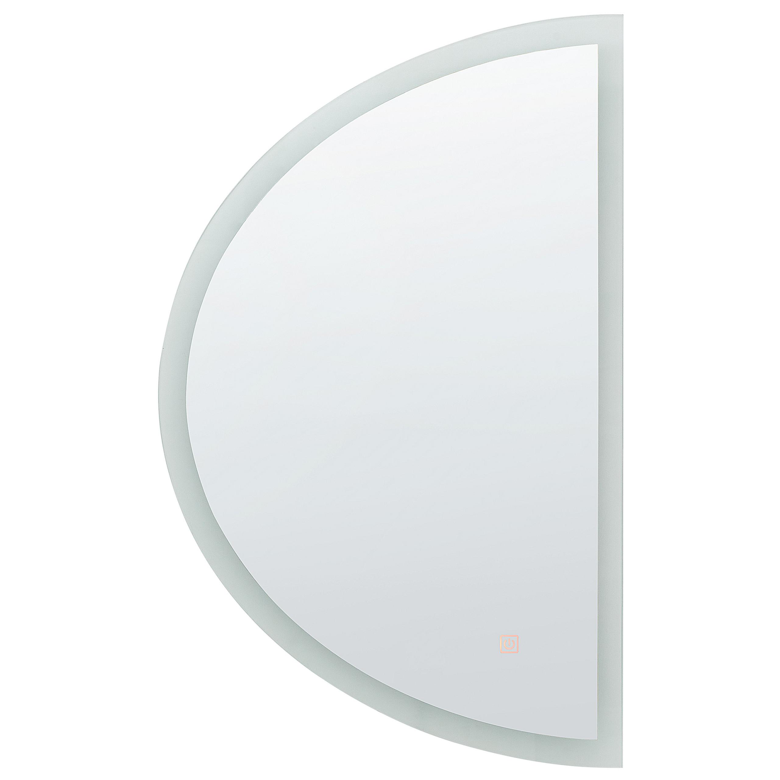 LED-WANDSPIEGEL halbrund 80 cm Silber Bezons - Silberfarben, Glas (80/3/49cm) - Beliani
