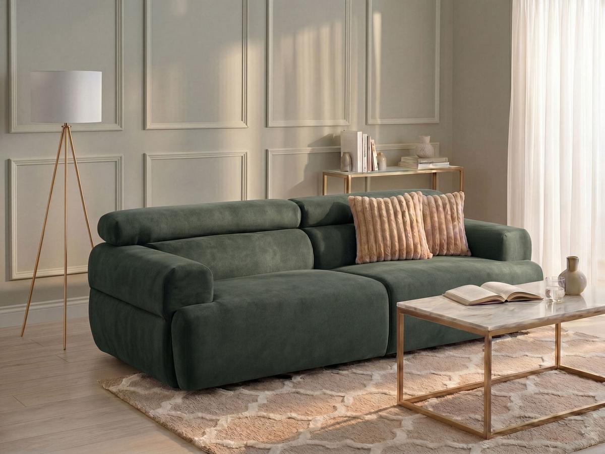 3-SITZER-SOFA Stoff Grün Hovden - Grün, Textil (210/69/95cm) - Beliani