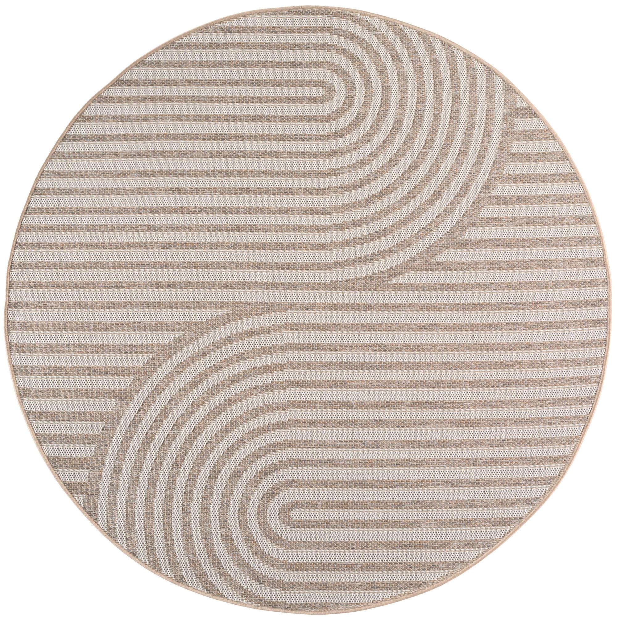 TEPPICH Outdoor VENTOUX in Beige, im Boho-Stil, Ø 80 cm - Beige, Textil (80/80cm) - KADIMA DESIGN