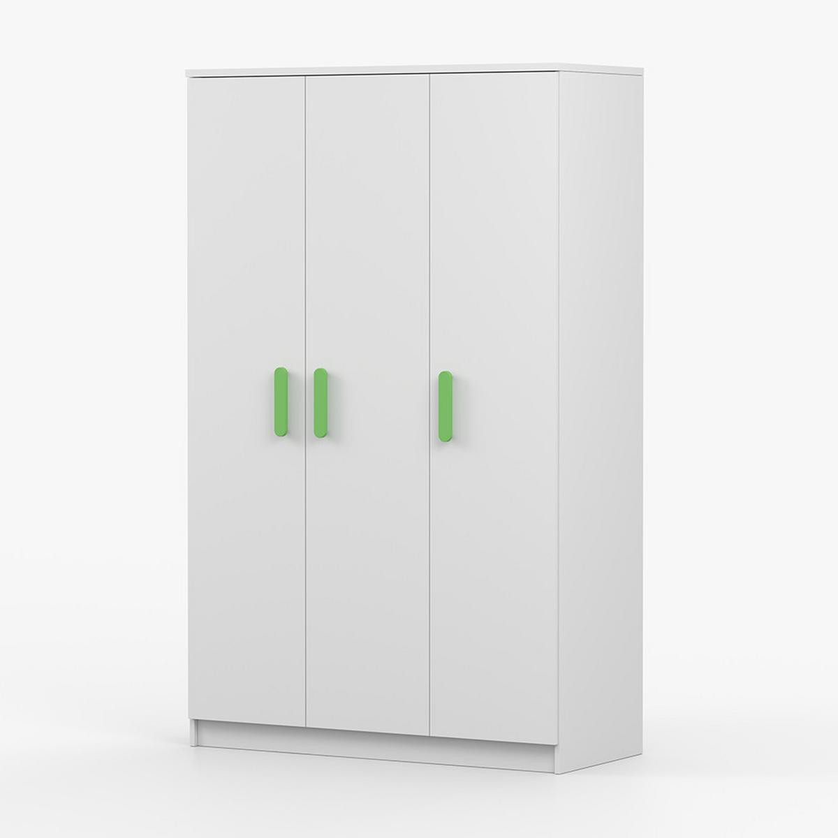 KLEIDERSCHRANK Jonas I 2D 19, 120/192/50, 3-türig, weiß - Weiß/Grün, Holzwerkstoff (120/194/50cm) - imoebel24