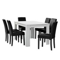 TISCHGRUPPE Forssa - Schwarz/Weiß, Holz/Holzwerkstoff (140/77/90cm) - [en.casa]