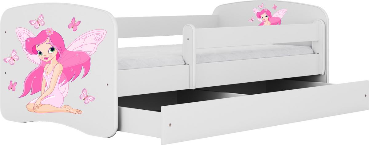 KINDERBETT Emily mit Schublade und Matratze, Weiß 80x160 cm - Rosa, Holzwerkstoff (160/80cm) - WFL GROUP