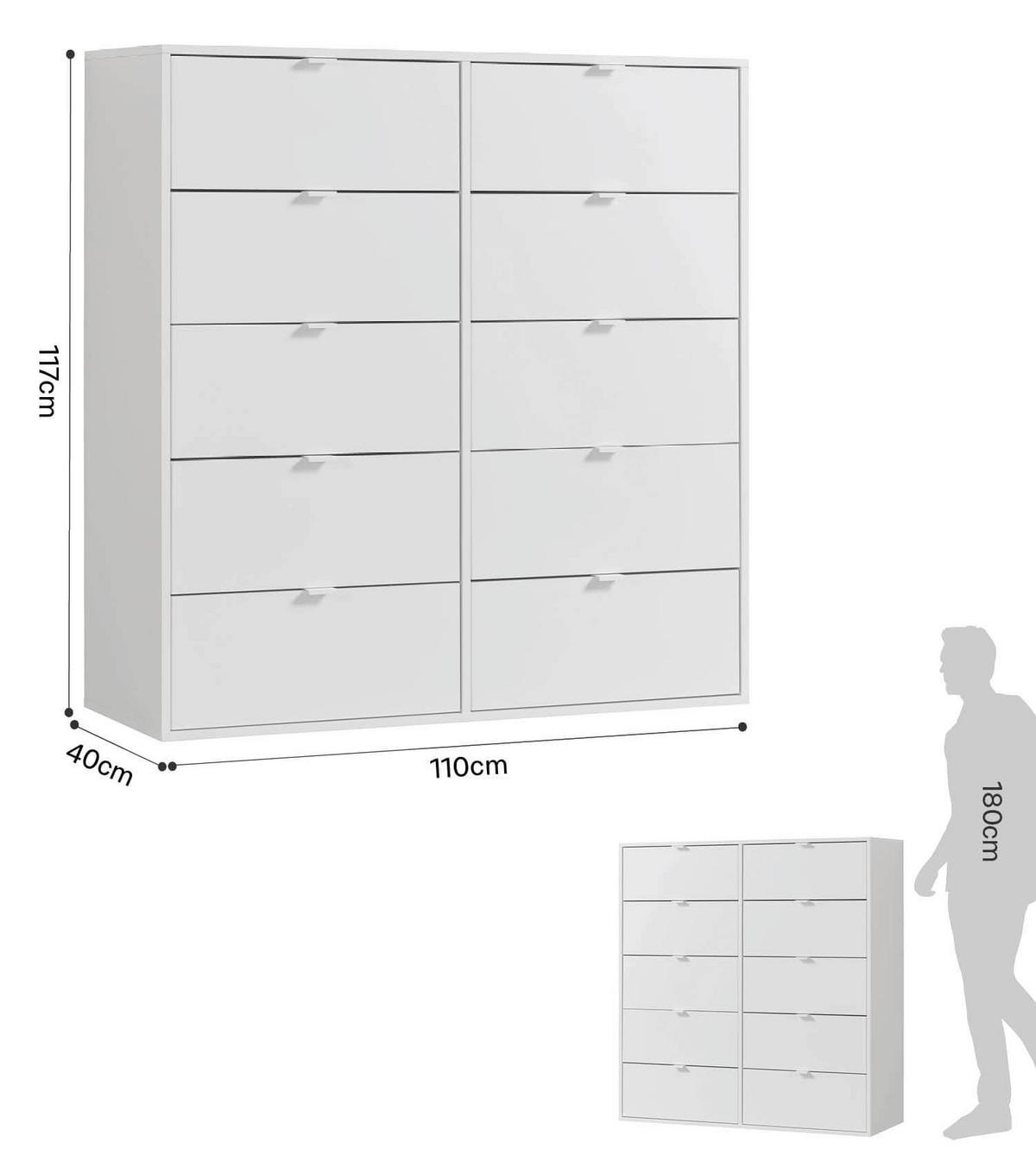 KOMMODE Die Stilvolle - Weiß, Holzwerkstoff (110/117/40cm) - Mokebo