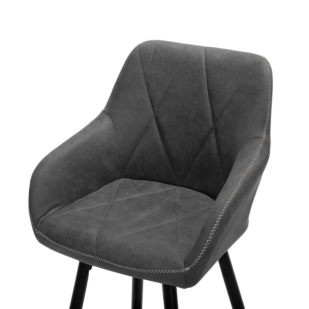 BARSTUHL 2er-Set Polsterbezug Grau Darien - Dunkelgrau/Schwarz, Textil/Metall (44/104/41cm) - Beliani