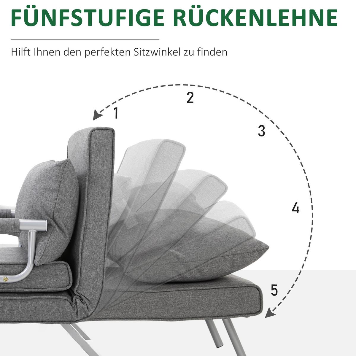 SCHLAFSESSEL 3-IN-1 mit Kissen grau - Hellgrau, Kunststoff (69/80/65cm) - HOMCOM