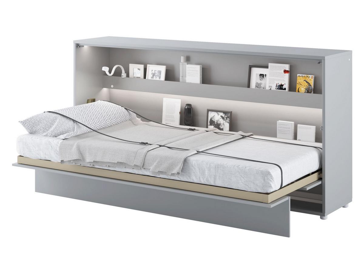 SCHRANKBETT Bed-Concept BC-06 90x200 mit weißer LED Beleuchtung - Grau, Holz/Holzwerkstoff (90/200cm) - MIRJAN24