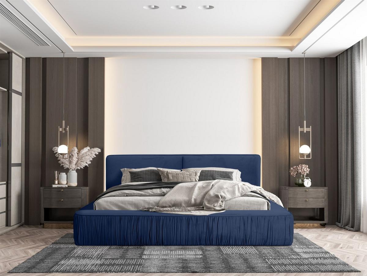 POLSTERBETT Lexie In Riviera Komplett - Blau, Holzwerkstoff/Textil (180/200cm) - Fun Möbel