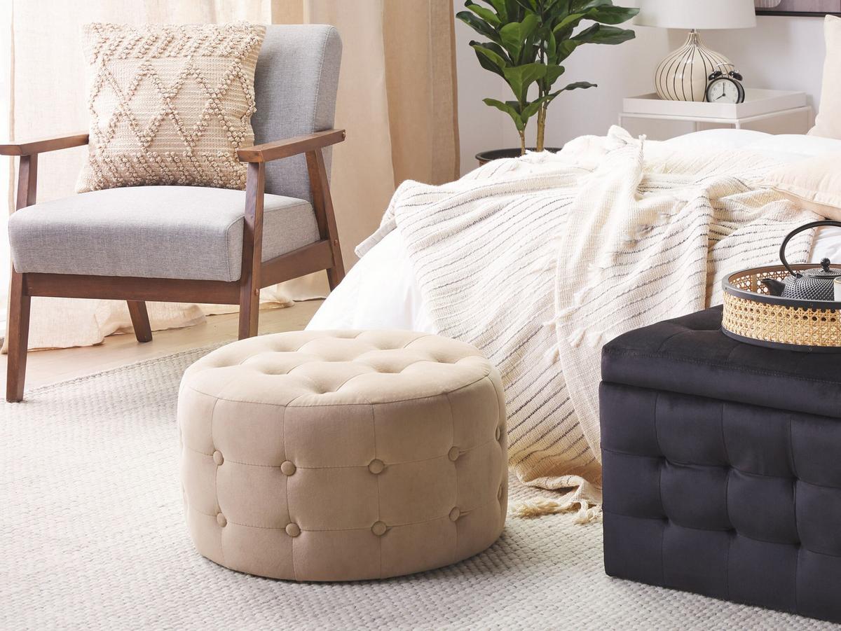 POUF Tampa 55/55/30 cm - Beige, Textil (55/30/55cm) - Beliani