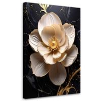 BILD auf Leinwand, Weiße Blume 3d Marmor Glamour - Weiß, Textil (70/100cm) - Feeby
