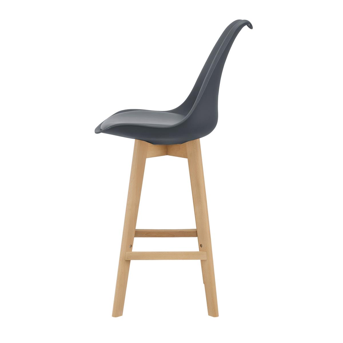 BARSTUHL Lublin 4er-Set - Grau, Leder (48/105/58cm) - [en.casa]