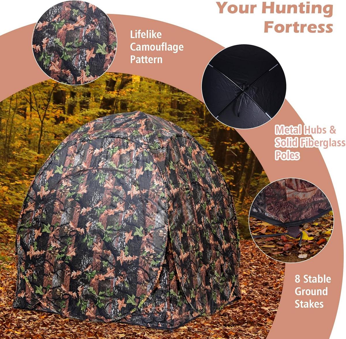 JAGDZELT Camouflage - Multicolor, Textil (152/163/152cm) - COSTWAY